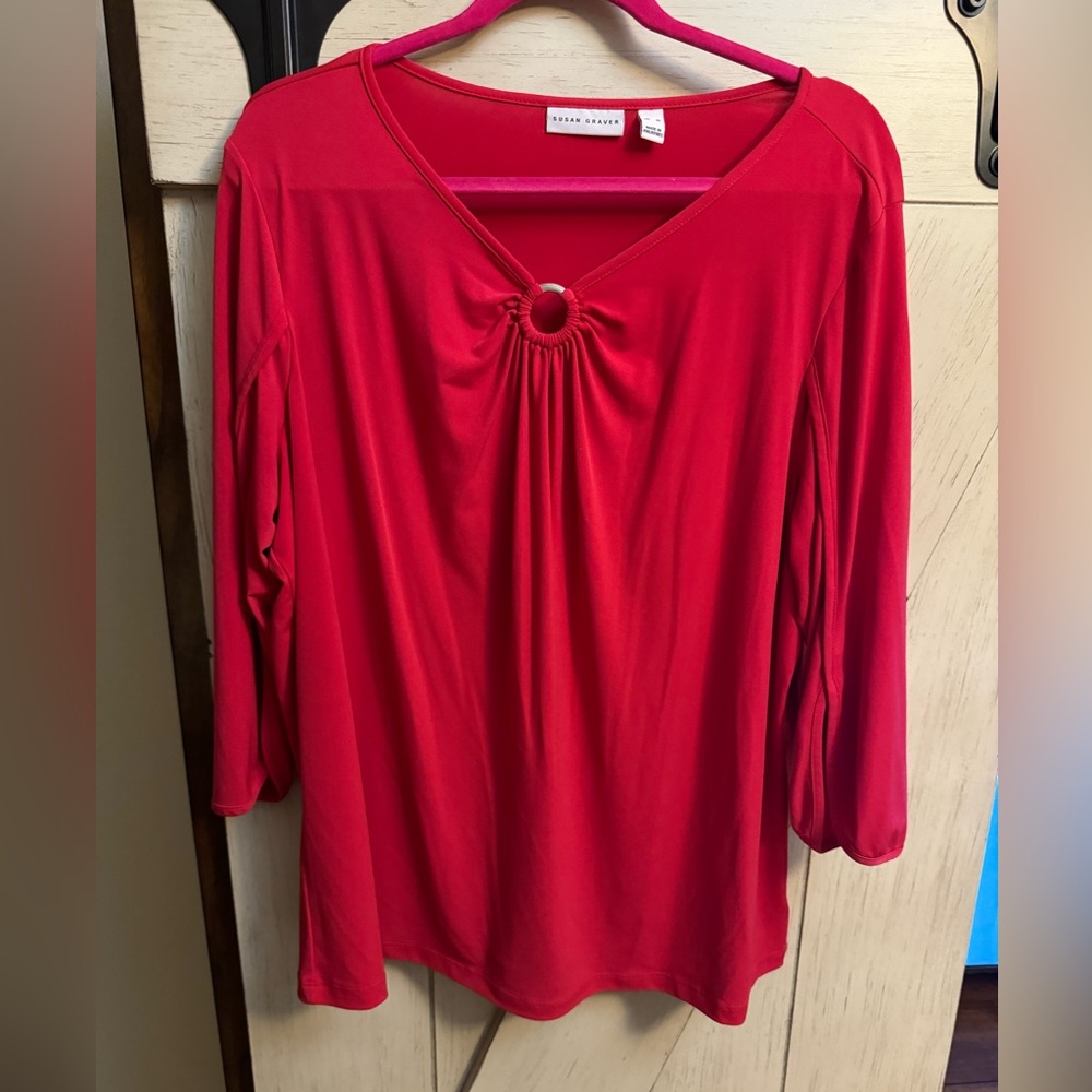 Susan Graver liquid knit tulip sleeve dress top